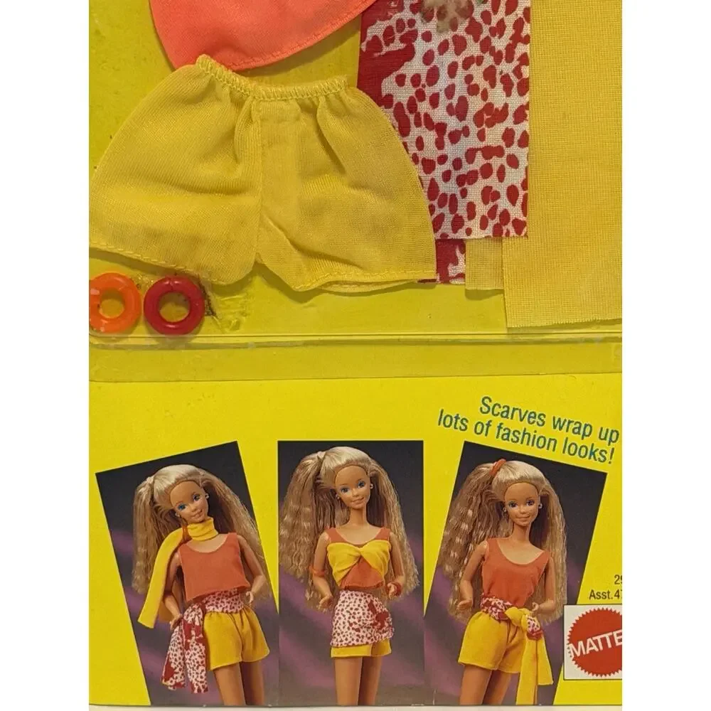 Vintage 1991 Barbie Fashion Wraps 2936 Red Orange Yellow NOS FREE SHIPPING